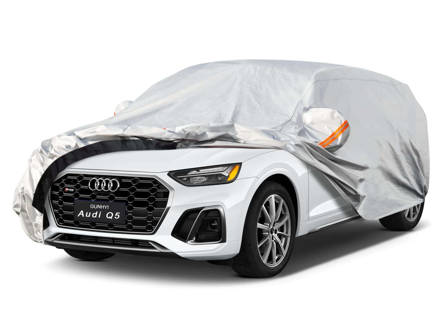 GUNHYI 6 Layers SUV Car Cover Custom Fit Audi Q5 (2008-2026) | All-Weather Waterproof Heavy-Duty Fabric, scratch-proof cotton lining, outdoor sun/rain/snow/wind/dust protection.