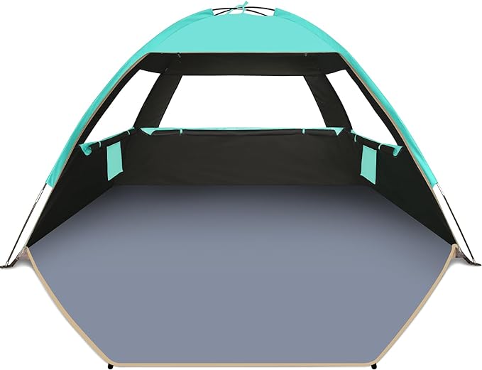 Gorich Beach Tent Sun Shelter for 3/4/6/8/10 Person with UPF 50＋ UV Protection, Lightweight & Easy Setup Beach Shade Canopy, Portable Beach Shade Tent Beach Cabana