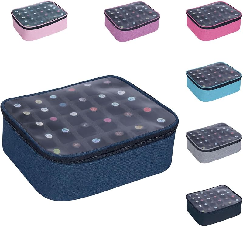 Estojo organizador azul para esmaltes UOZL com tampa transparente, 30 frascos, 24 cm x 19,5 cm x 8 cm