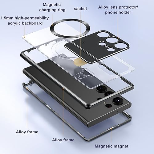 Miniatura 2 de Funda para teléfono Samsung S21S22S23 con soporte plegable de succión ultra magnética, carcasa magnética de metal para ventana grande, carcasa