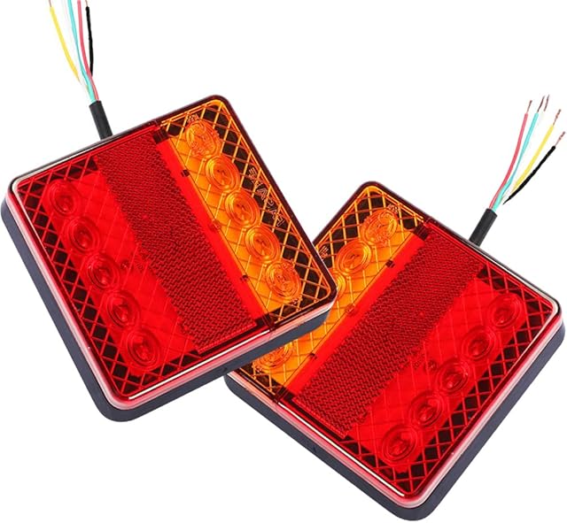 AOHEWEI LED-Trailer Tail Lights Rear-Indicator Lighting Truck Brake Lamp 12V Waterproof Perfect for Caravan Lorry Van or Tractor (10 led chips- B, 1 pair)