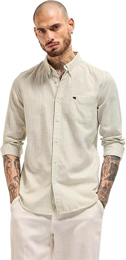 THE BEAR HOUSE Men's Cotton Checked Slim Fit Shirt