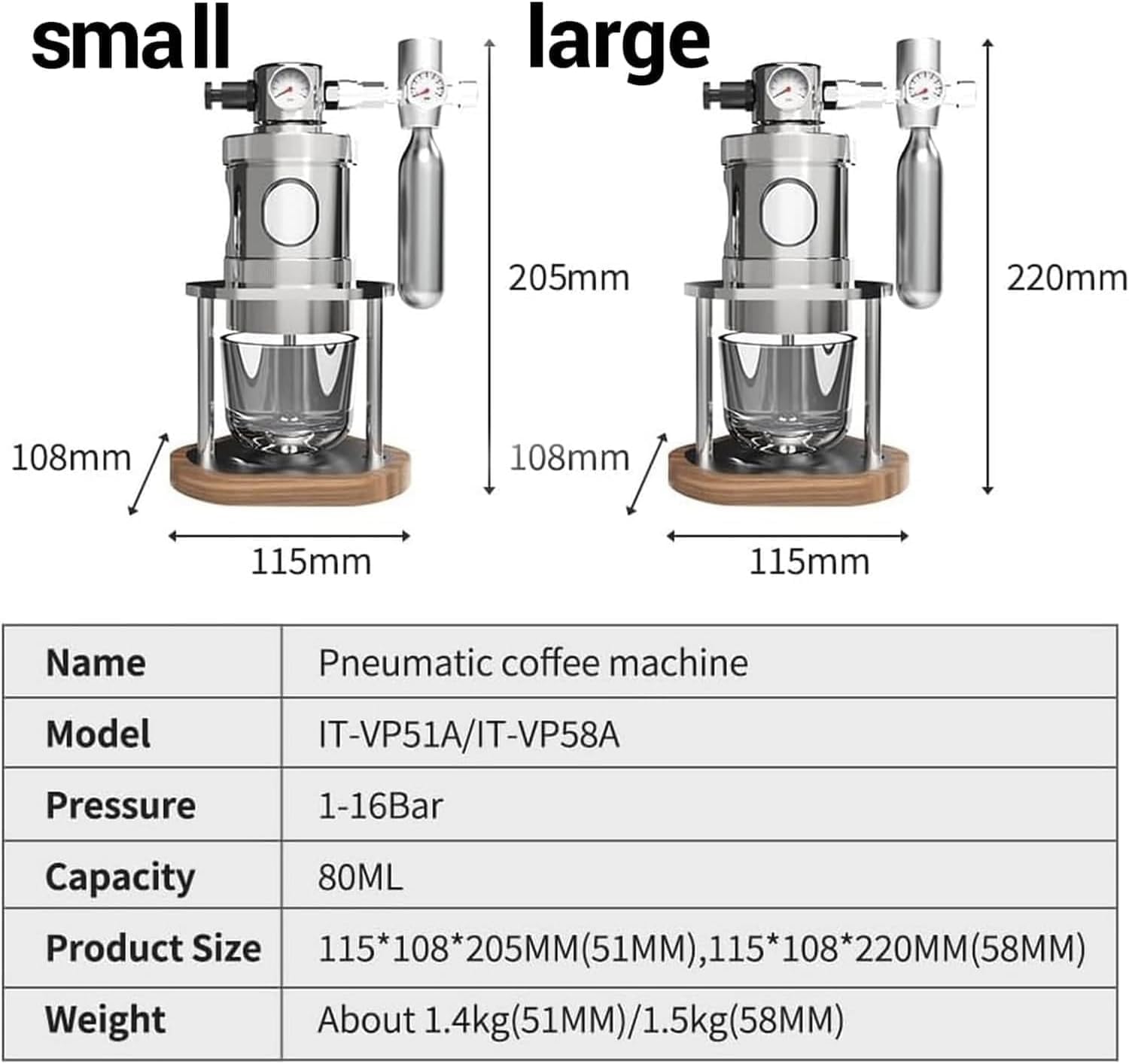 Manual Espresso Maker with Pressure Gauge for Home Baristas, 1-16 Bar Adjustable Air Pressure Coffee Machine