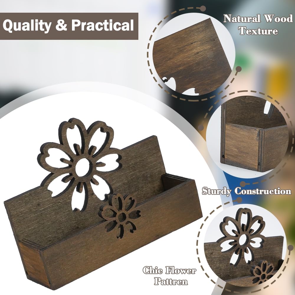 2 soportes para tarjetas de visita con flores para escritorio, soporte de madera para tarjetas de visita, soporte de madera para tarjetas de nombre, organizador de tarjetas de escritorio