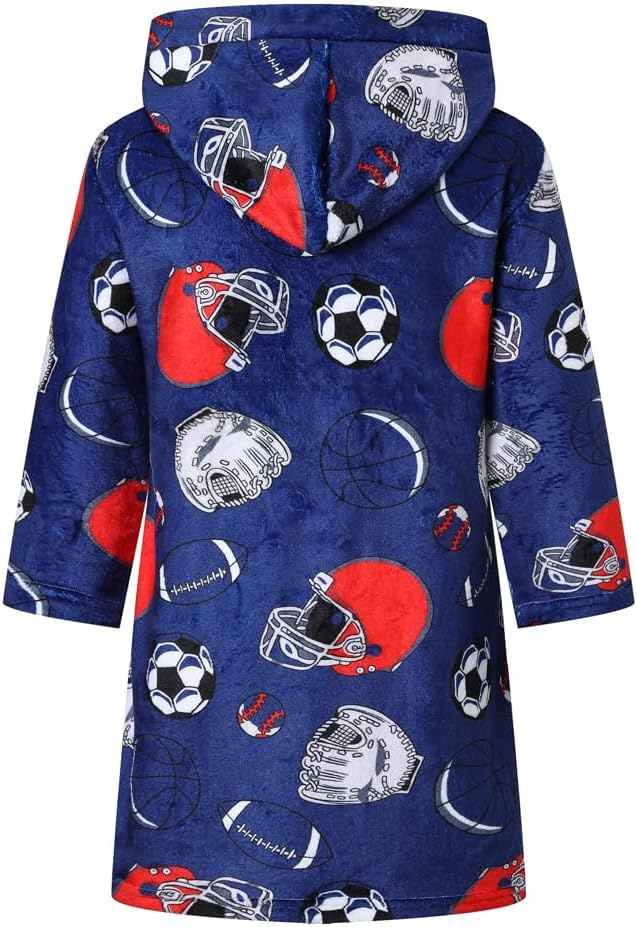 Boys Girls Robe Soft Fleece Hooded Bathrobe for Kids - Image 2