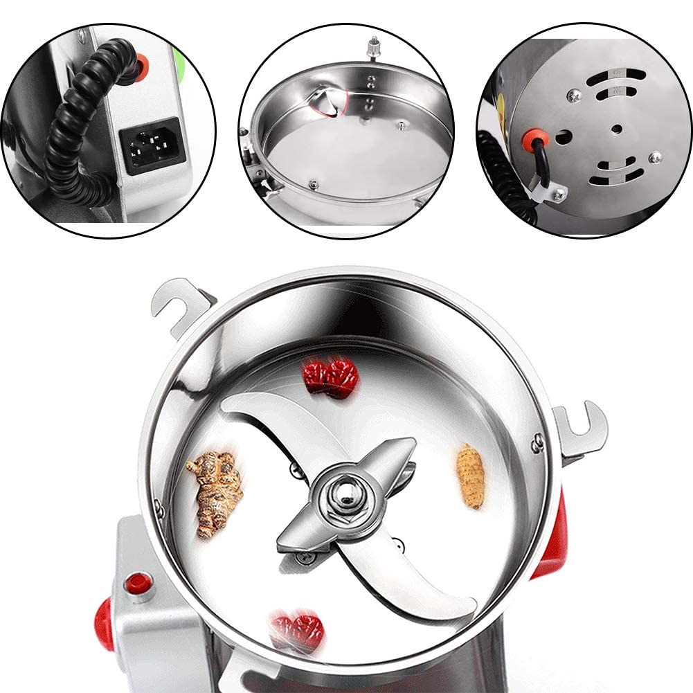 400G Famiglia Macina erbe in acciaio inox-Mulino elettrico Grano Muesli Grani Cavolo Spezie, Cucina medica Macchina per la cottura in polvere, Miscelatore per farina commerciale Pepe di carbone