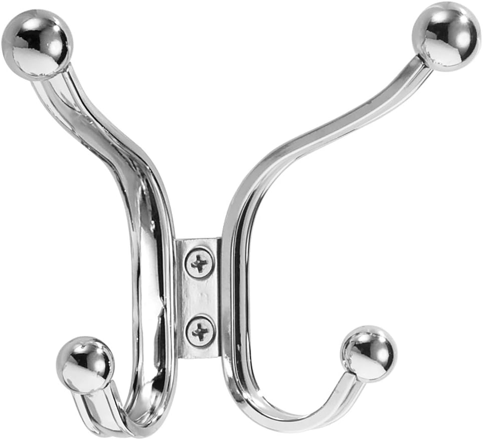 InterDesign York Lyra Over Door Organizer Hooks for Coats, Hats, Robes, Clothes or Towels – 2 Dual Hooks, Chrome