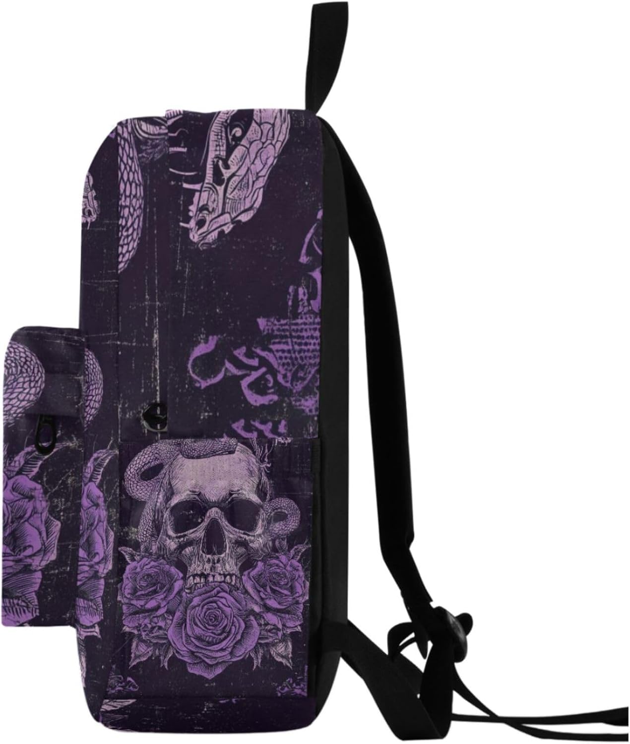 Stylish Skull Purple Rose Large Portable Laptop Backpack,Durable Travel Bag for Men Women School Bookbag Work Fit 16.5 Inch Notebook