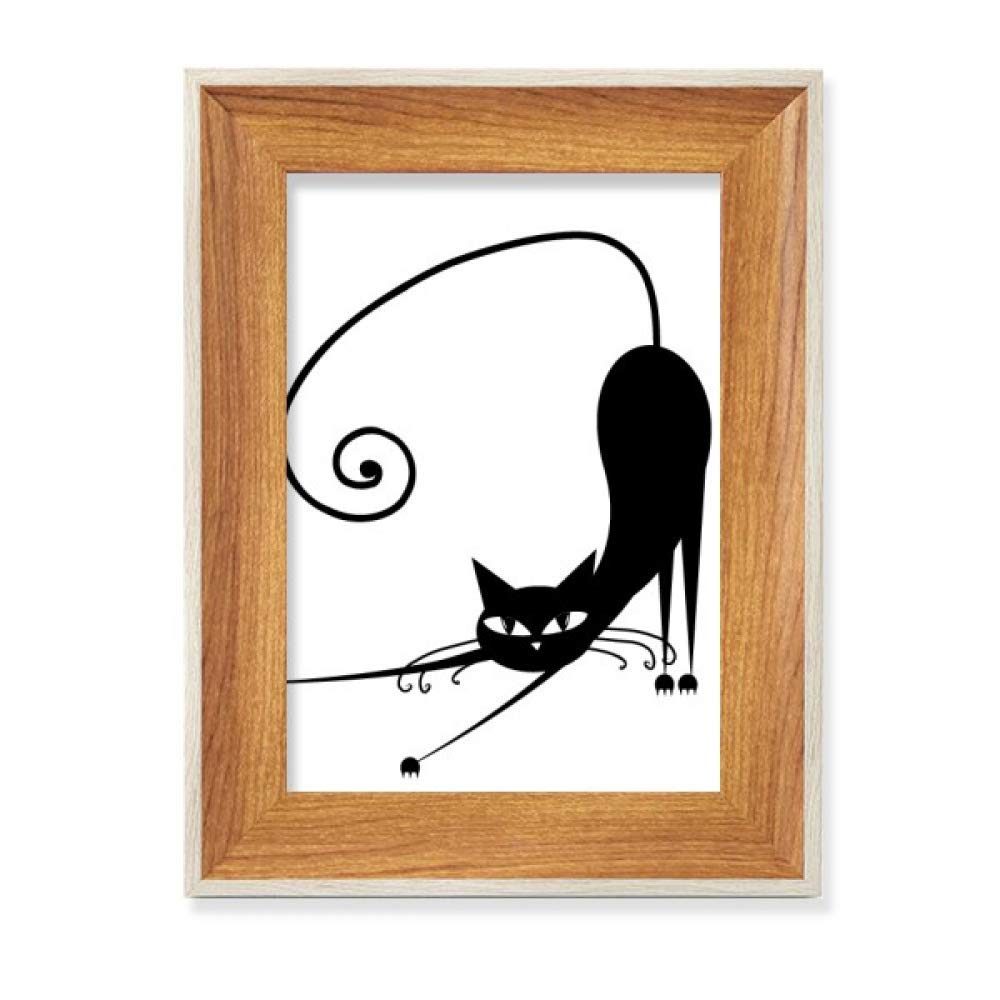 Cadre photo chat noir Halloween en bois pour décoration de bureau moderne
