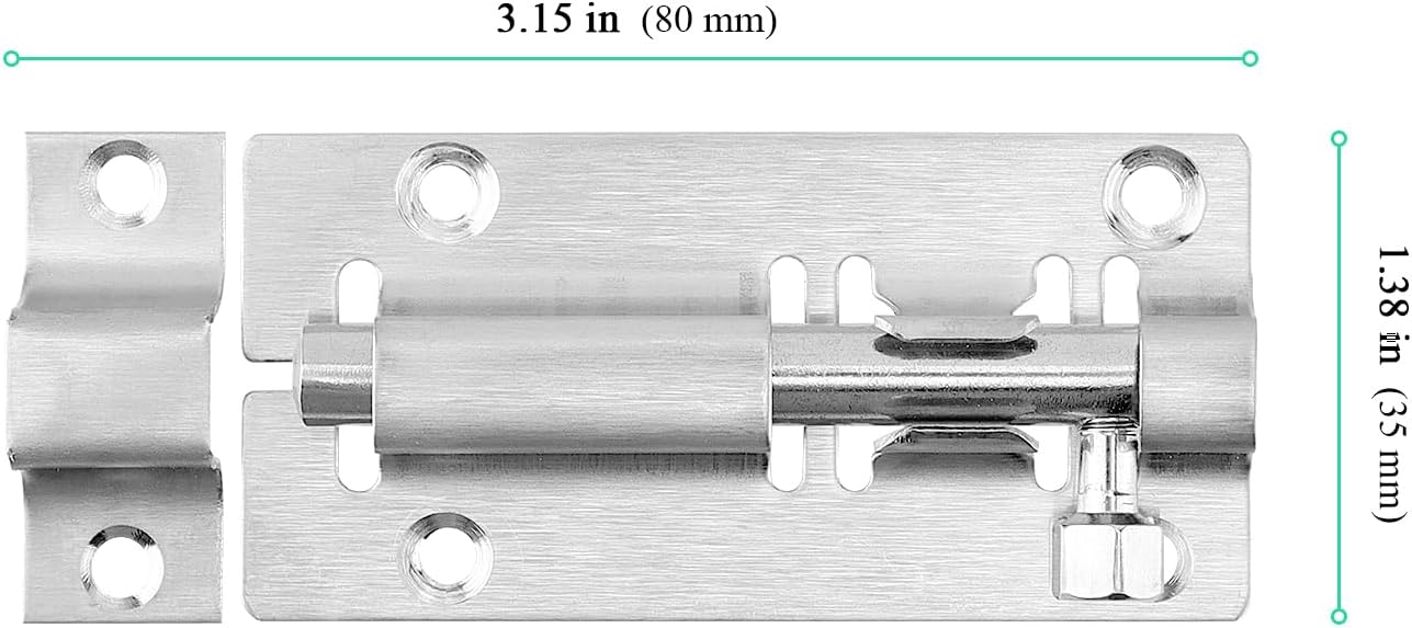 40PCS 3 Inch Barrel Bolt, 201 Stainless Steel Slide Lock, Sliver Door Lock Bolts with 240 Screws, Sliding Latch Hardware for Gates, Doors