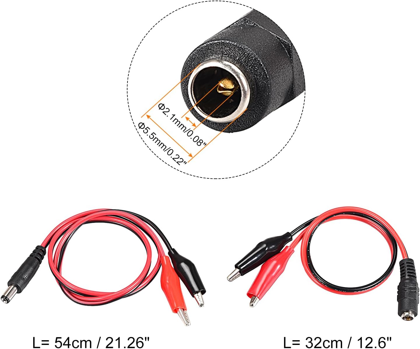 MECCANIXITY DC Female Jack to Alligator Clip Power Cable Connector Adapter Pigtail Wire for CCTV Camera, 5.5mm x 2.1mm