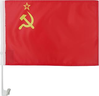 USSR Car Flag 18'' x 12'' - Red communist Car flags 30 x 45cm - Banner 18x12 INCHES PLASTIC STICK - AZ FLAG
