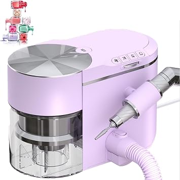 Professional Nail Dust Collector,Nail Vacuum Dust w/Drill Machine,4 Adjustable Modes,30,000RPM, 68db Low Noise,for Beauty Salon Workstation Purple