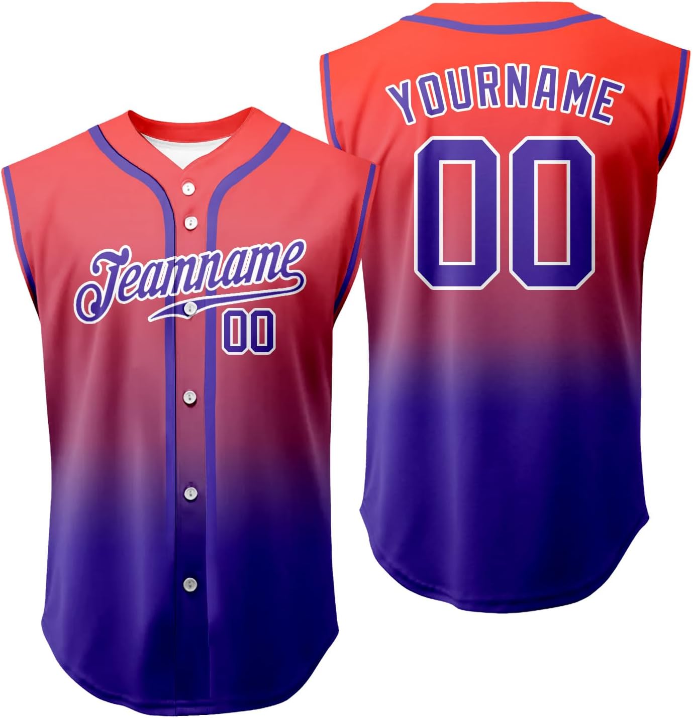 Custom Gradient Baseball Jerseys Printed Stitched Name & Number Hip Hop T-Shirts