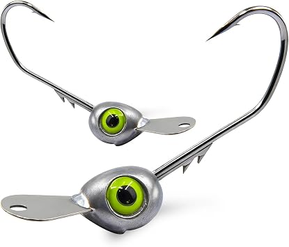 Shaky Head Jigs with Front Tongue Plate & Keeper for Weedless Fishing for Freshwater & Saltwater- 10-Pack Jig Heads for Fishing Bass, Trout - 1/8, 3/16, 1/4, 3/8 OZ