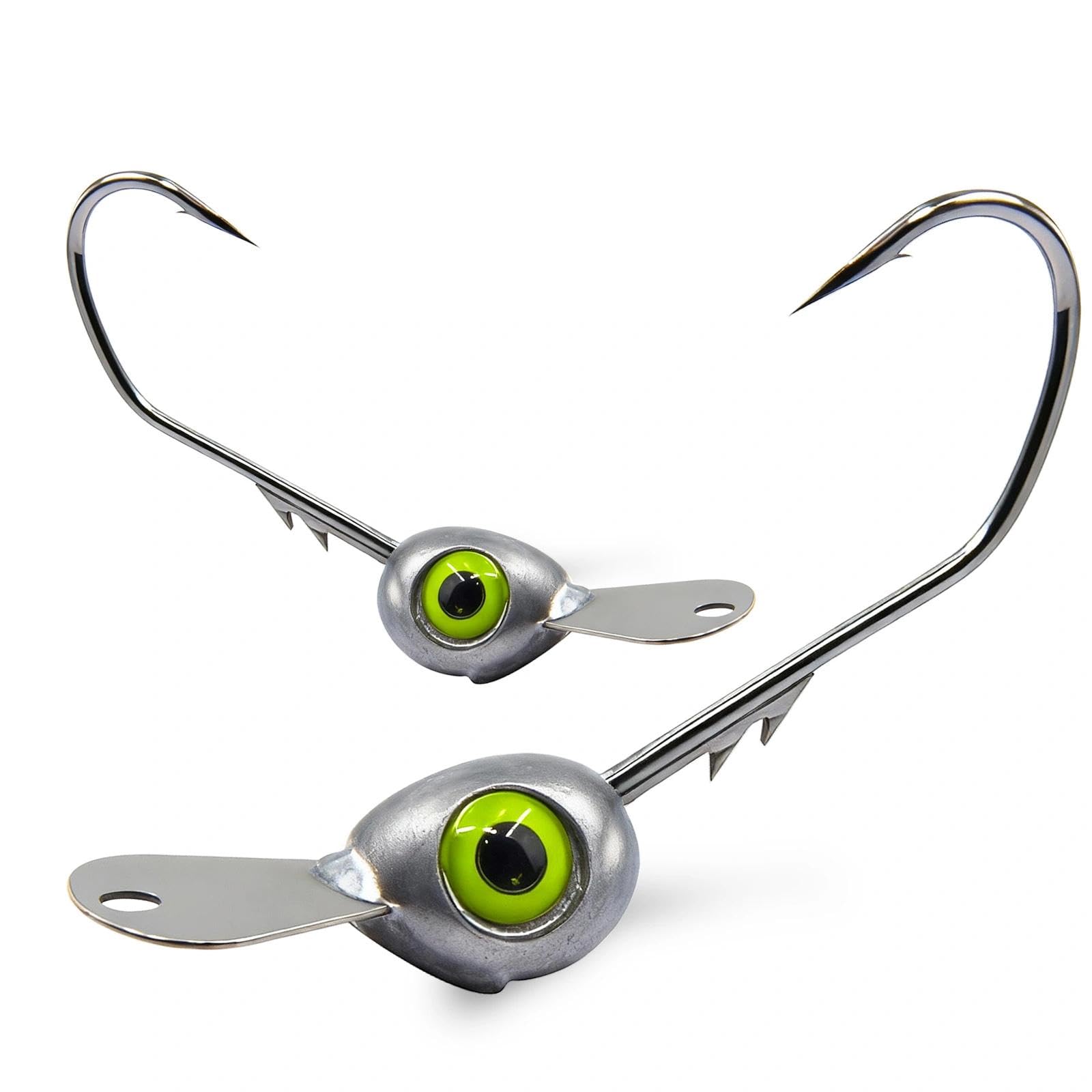 Shaky Head Jigs with Front Tongue Plate & Keeper for Weedless Fishing for Freshwater & Saltwater- 10-Pack Jig Heads for Fishing Bass, Trout - 1/8, 3/16, 1/4, 3/8 OZ