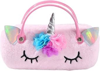 Hifot Plush Hard Eyeglass Case, Makeup Storage Bag Portable Sunglasses Pouch Hard Shell with Handle