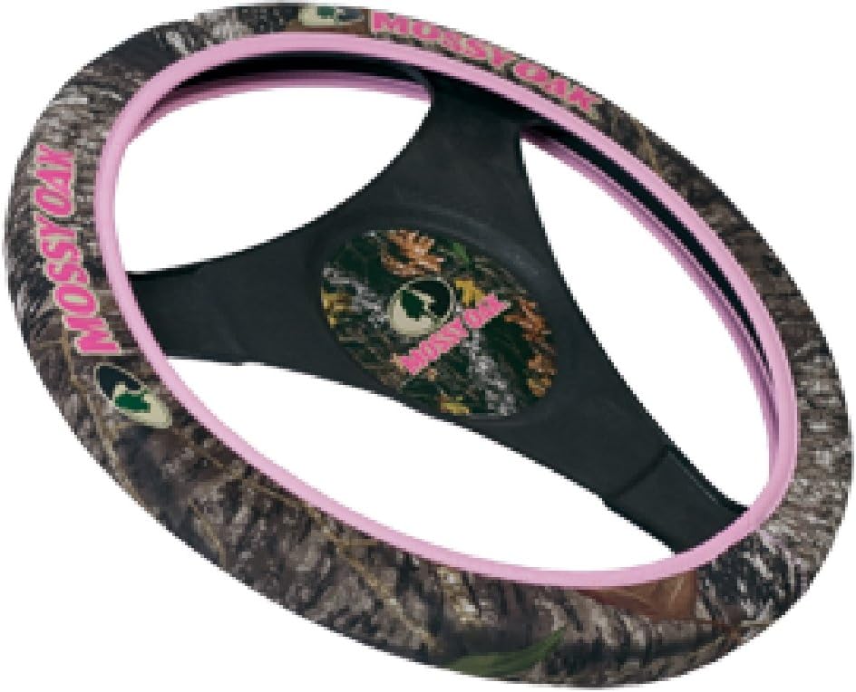Mossy Oak Breakup Steering Wheel Cover with Pink Logos & Trim
