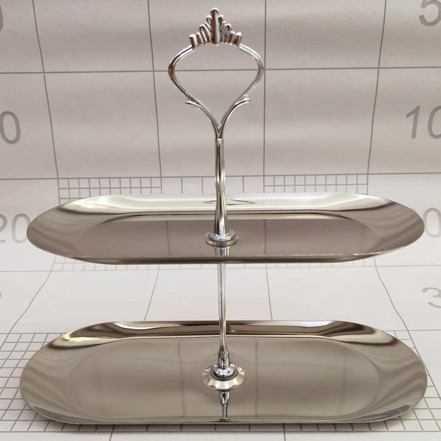 2 Tier Stainless Steel Dessert Stand, Double Layer Cupcake Cake Display Rack with Removable Trays Crown Design Tiered Serving Tray for Tea Party Wedding Birthday Holiday Decorations (Silver)