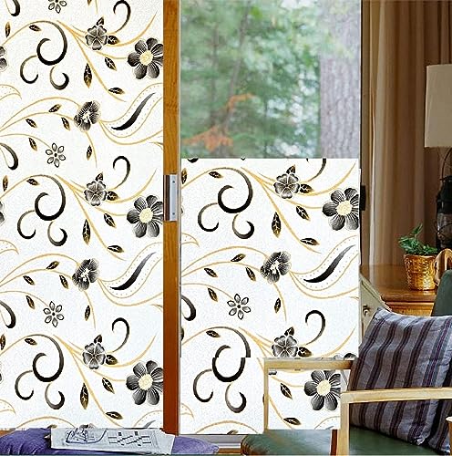 Image of SUNBIRD Window Privacy Film, Decorative Stained Glass Window Film, Frosted Window Tinting Film for Home, House Door Glass ('12 X 100' INCHES,Black Desert)