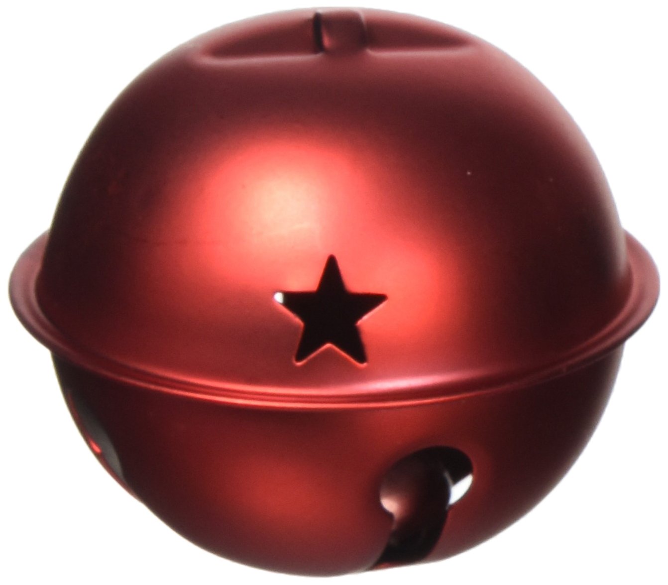 Darice 1148-65 1 Piece, Jingle Bell with Star Cutouts, Matte Red Finish