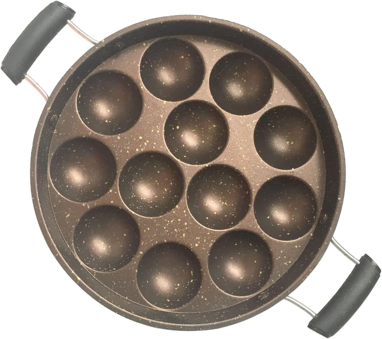 Appam Pan Nonstick Coating with Glass Lid Paniyaram Pan Appa Chetty Appam Maker Pan Diameter 9.5 Inch