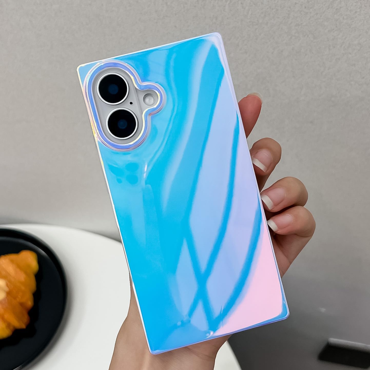 BANAILOA Compatible with iPhone 16 Case Rectangle Sparkle,Colorful Blue-Ray Holographic Cute Case Soft Protective Slim Phone Cover Designed for iPhone 16-6.1 inch (Blue Light) - Image 6