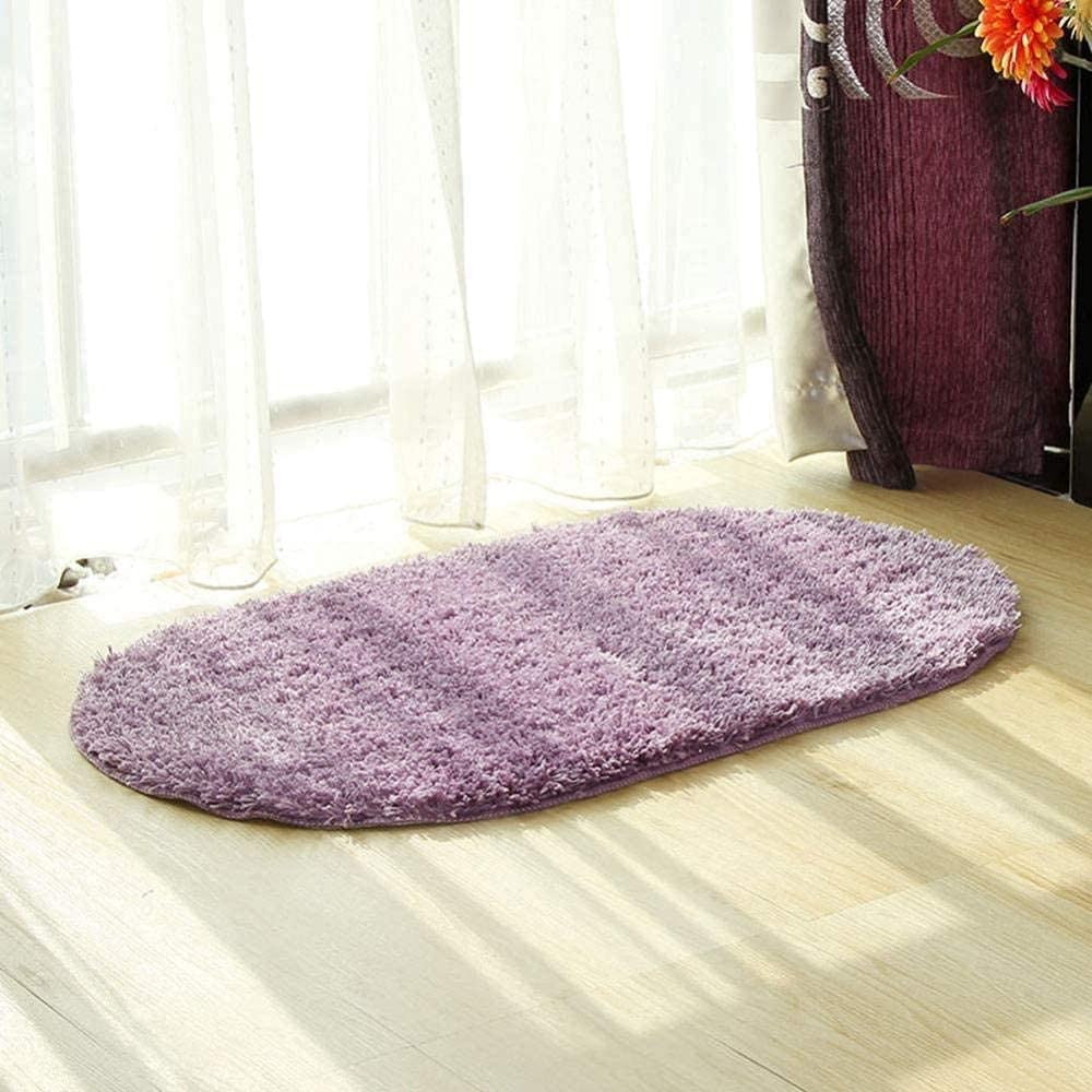 Tapis d'une salle de bain épaisse absorbante douce ovale non glissante microfibre chenille Tapis de bain de bain machine lavable tapis de bain pour la buanderie-jaune 60x40cm ( Color : Purple , Size :