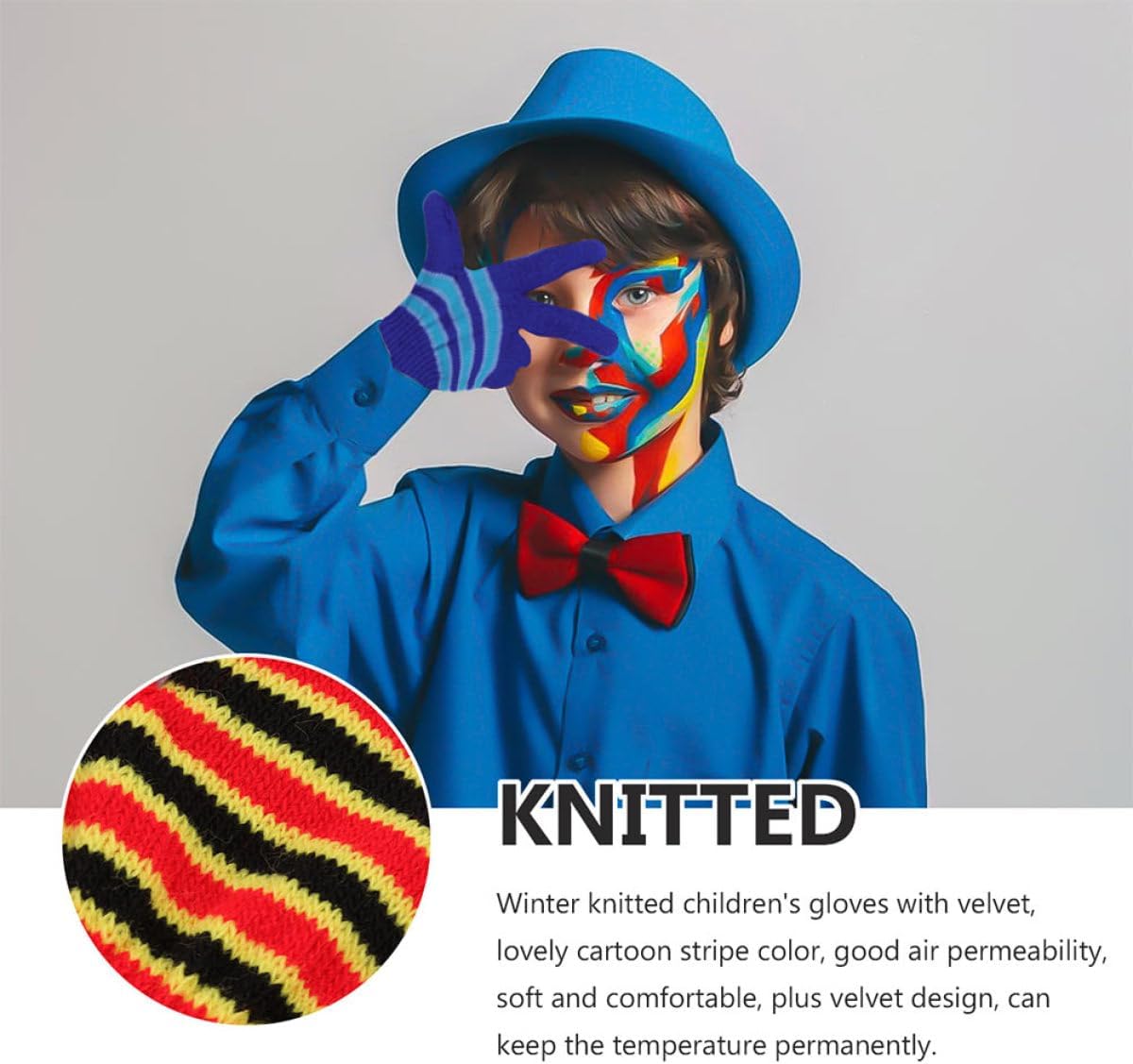 6 Pairs Winter Warm Knitted Gloves Full Finger Stretch Mittens for Boys and Soft Wear-resistant Cozy Hand Protection Random Color