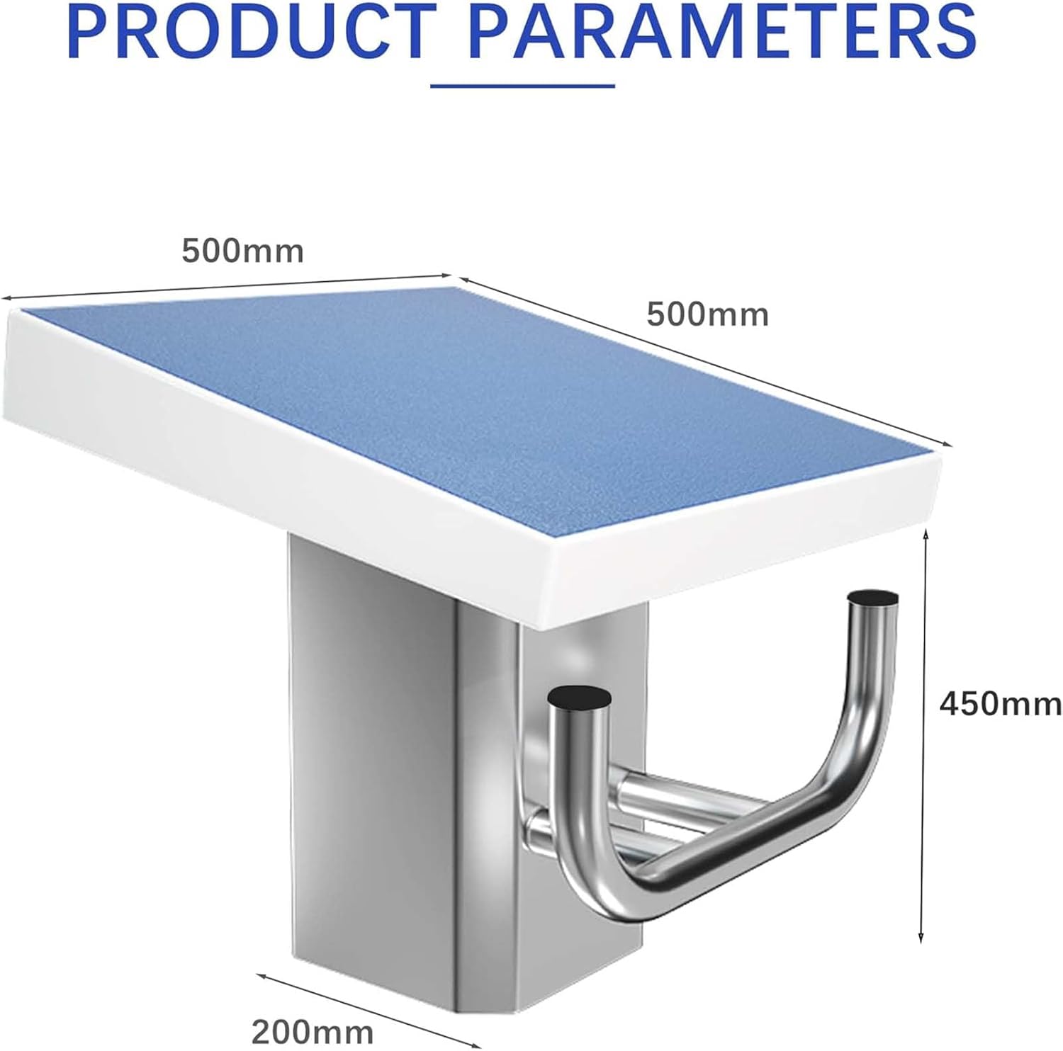 Swimming Pool Special Diving Platform, Diving Board with Stainless Steel Base, Anti Slip Inclined at 10°Load Diving Platform Equipment (50 * 50 * 45cm)