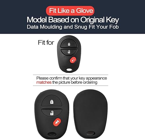 Miniatura 2 de 2 piezas compatibles con Toyota Corolla Highlander Sequoia Sienna Tacoma Tundra GQ43VT20T 3 botones Funda para llavero Protector de llavero sin