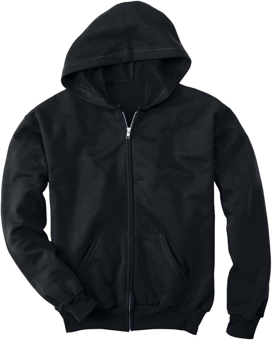 Big Boys' Eco Smart Fleece Zip Hood, Black, Large