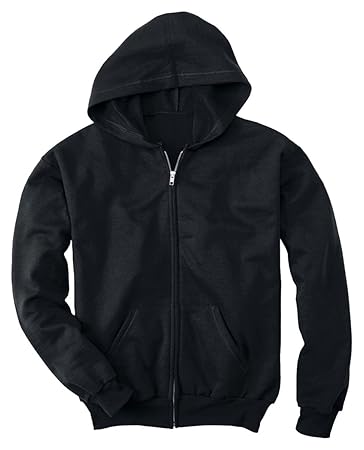 Hanes Boys' EcoSmart Full Zip Hooded Jacket, Black, Large