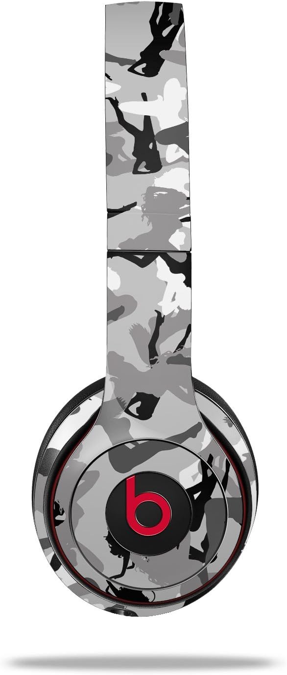 Skin Compatible with Beats Solo 4, Solo 3 and Solo 2 Wireless Headphones - Sexy Girl Silhouette Camo Gray - Decal Vinyl Wrap (Headphones NOT Included)