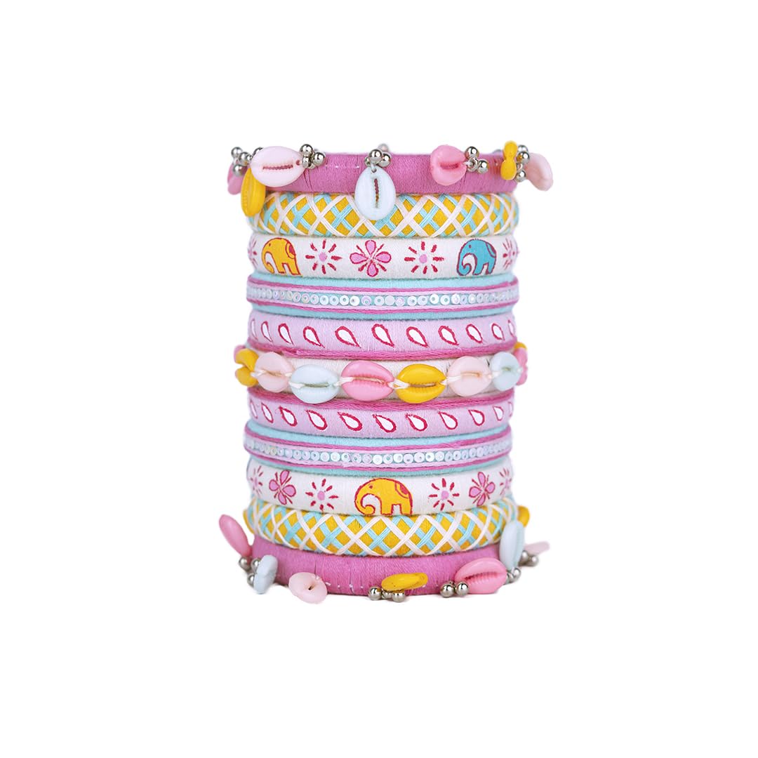Taasha Craft Bhavya pink colourfull shell Bangles, Handcrafted Cotton Thread Bangle Set forWomen & Girls Size 2.12 Set of (11 Bangles) (B0D9BXLP3N) Amazon Price History, Amazon Price Tracker