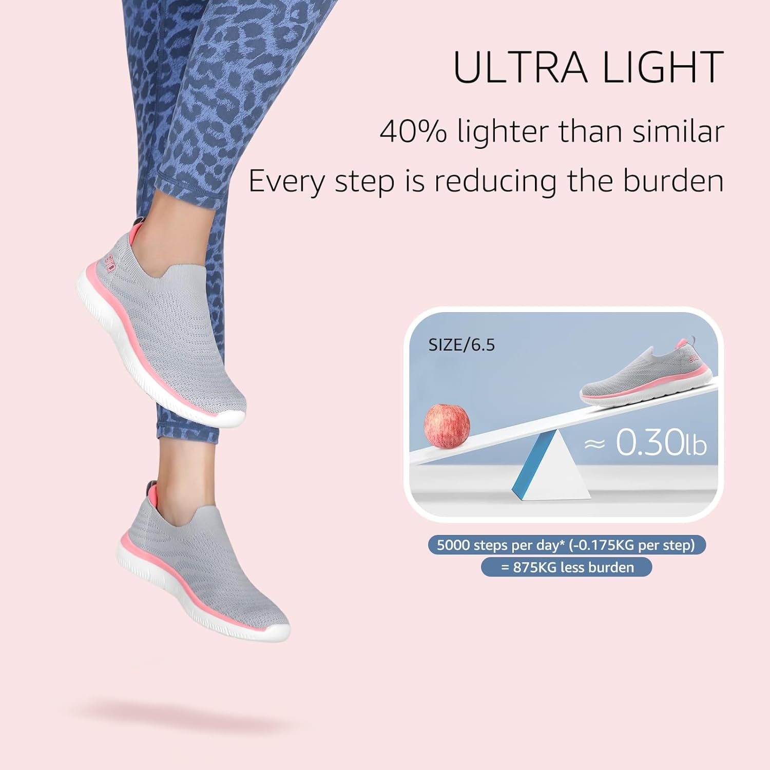 STQ Walking Shoes for Women Arch Support Comfort Lightweight Slip on Sneakers with Memory Foam - Image 5