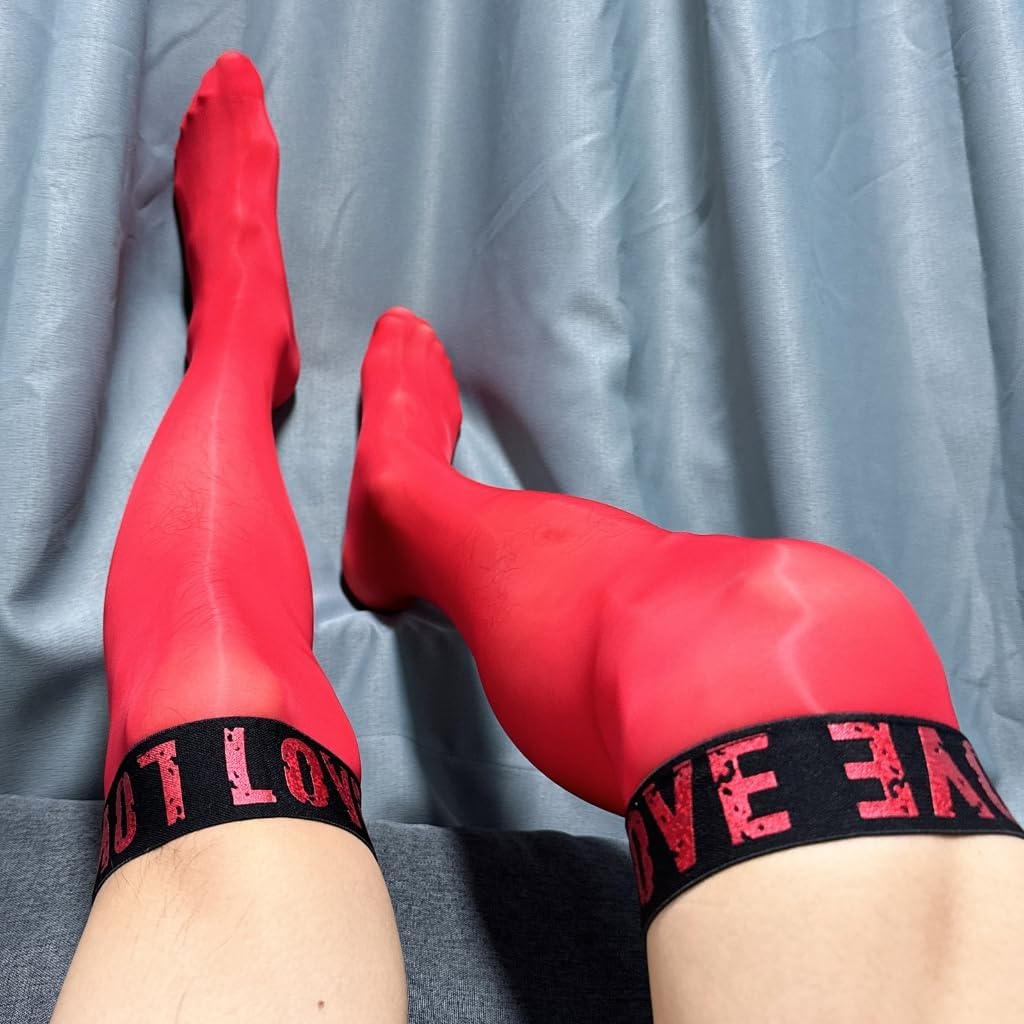 Men's Business Dress Socks Nylon Silk Letter Top Patchwork Oil Glossy Long Tube Stockings for and Formal