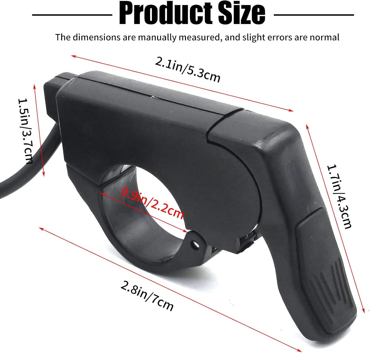 7/8'' 22mm Ebike Thumb Throttle, Electric Scooter Throttle, Electric Throttle Thumb Throttle, Left/Right Hand Thumb Throttle for 36V 48V 60V 72V Electric E-Bikes (SM Plug)