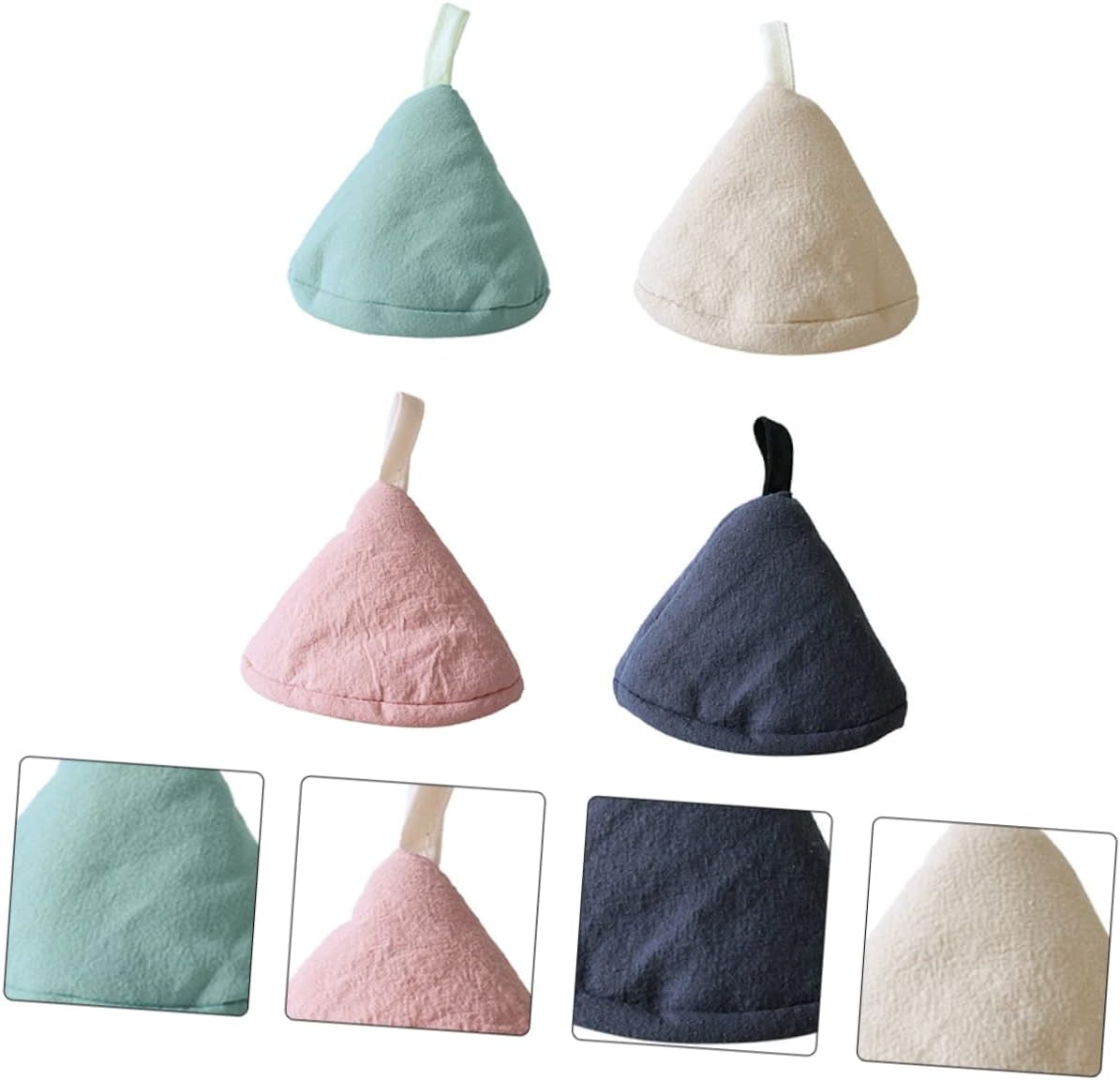 4pcs Triangle Pot Cover Protectors Heat Insulated Kitchen Grip Covers for Hot Dishes Microwave and Cookware Random Fabric Accessory