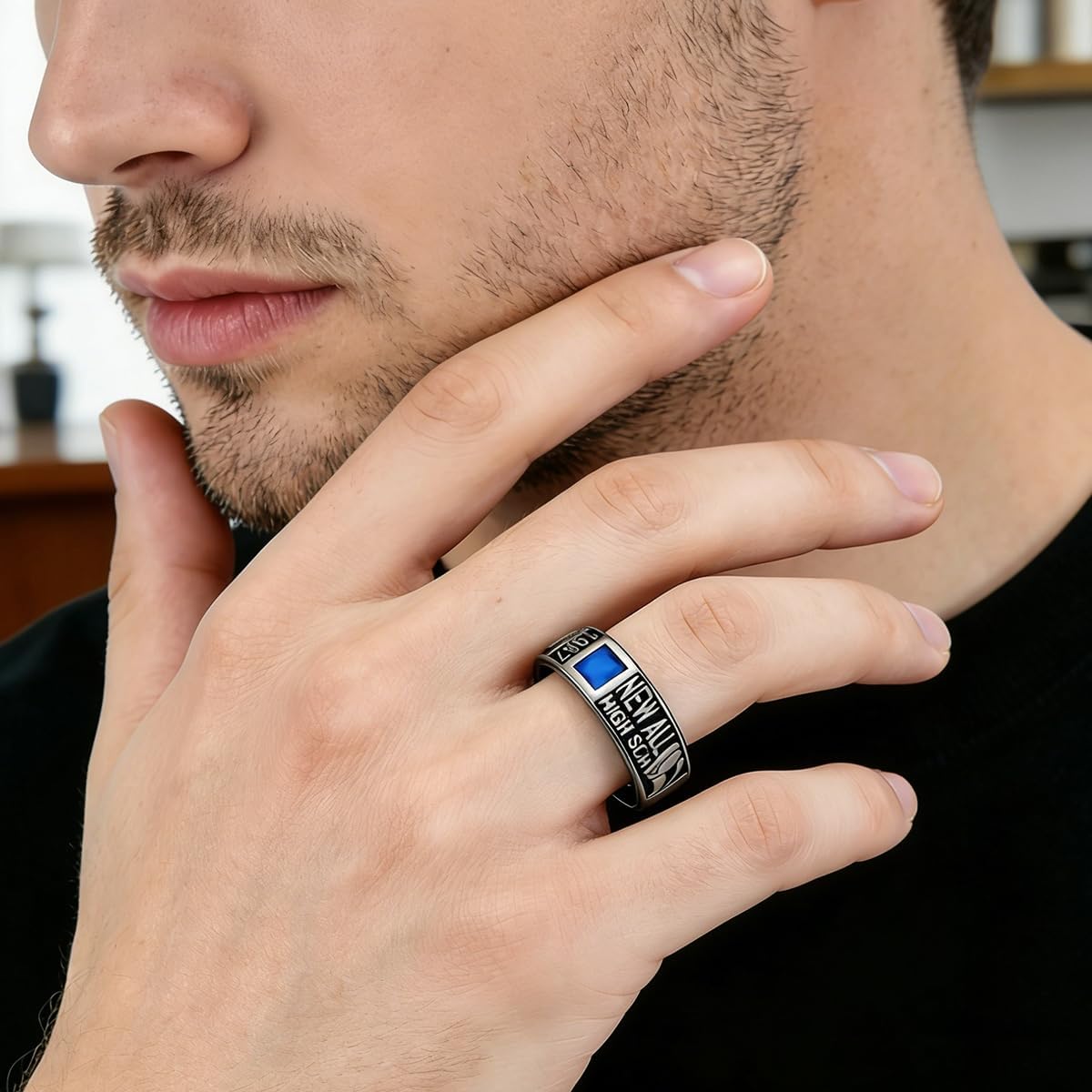 Sterling Silver Class Rings Personalized Custom Rings Class Rings for Women High School Birthstone Rings Graduation Rings Size 5-15 College Rings for Women