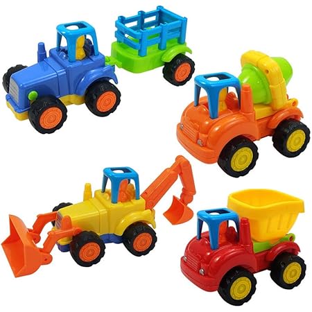 Amazon Sefod ミニカー 4個セット ショベルカー ミキサー車 ダンプカー 砂場 車 おもちゃ 子供用 遊び 工事 建設 車両 働く車 作業車 シリーズ 人気おもちゃ 子供向け 知育玩具 プレゼント 贈り物 建設車両 おもちゃ