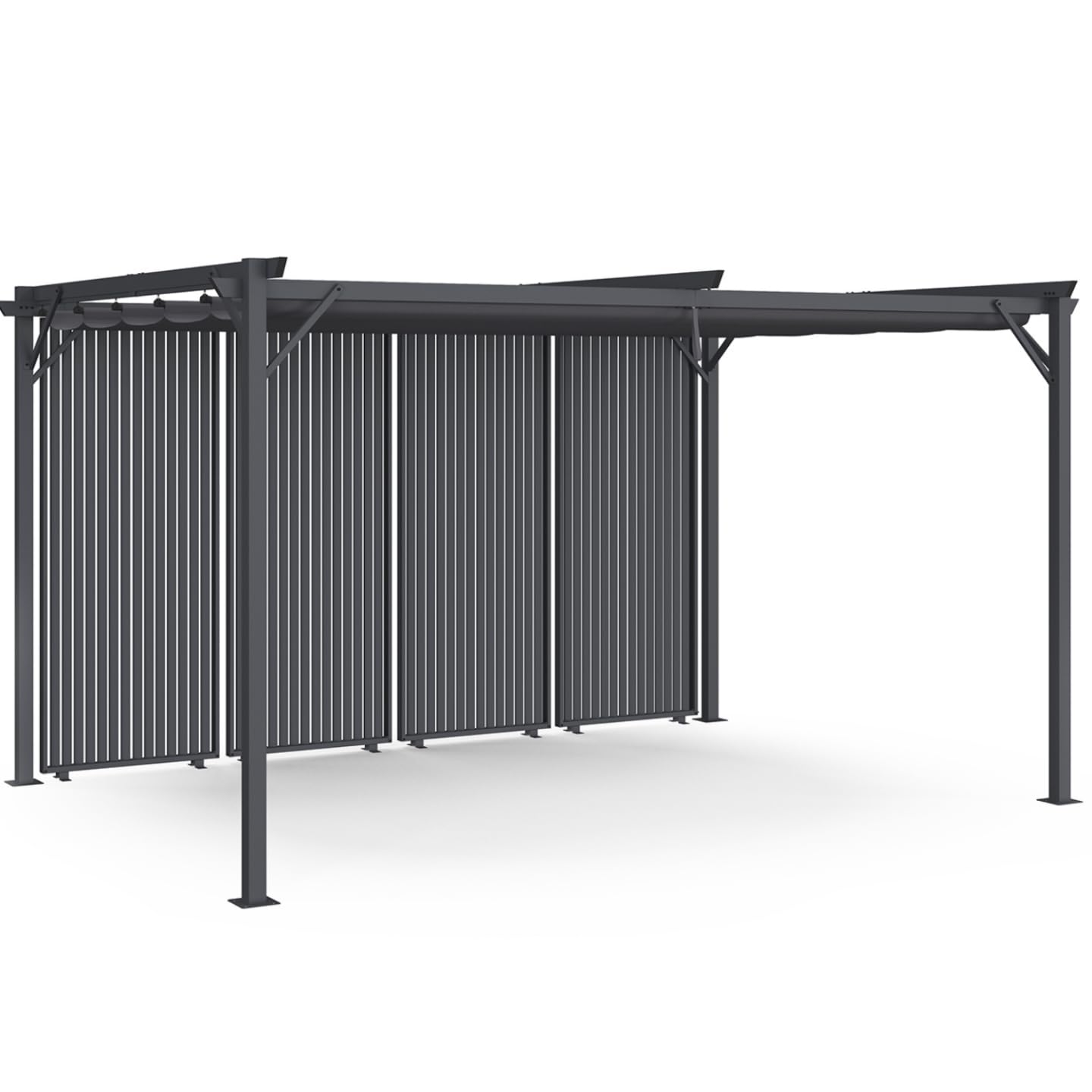 IDMarket - Pergola avec 4 persiennes Verticales Toit rétractable 3x4M