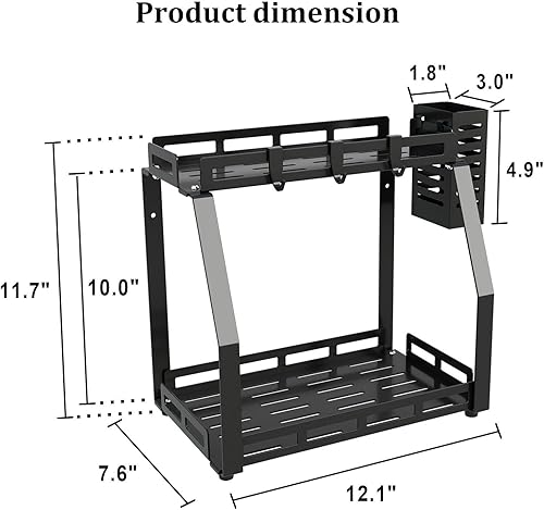 Miniatura 6 de Organizador de baño, organizador de tocador para baño, estante de almacenamiento de baño de 2 niveles para encimera o montaje en pared, estante de