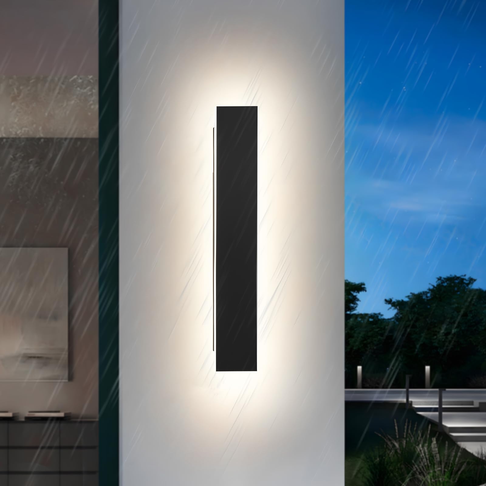 ZTWLEED LED Outdoor Wall Lights,8W Wall Lamp Natural White 4000K,Waterproof Exterior Acrylic Long Outdoor Wall Light for Garden Villa Porch Terraces Garage,40CM