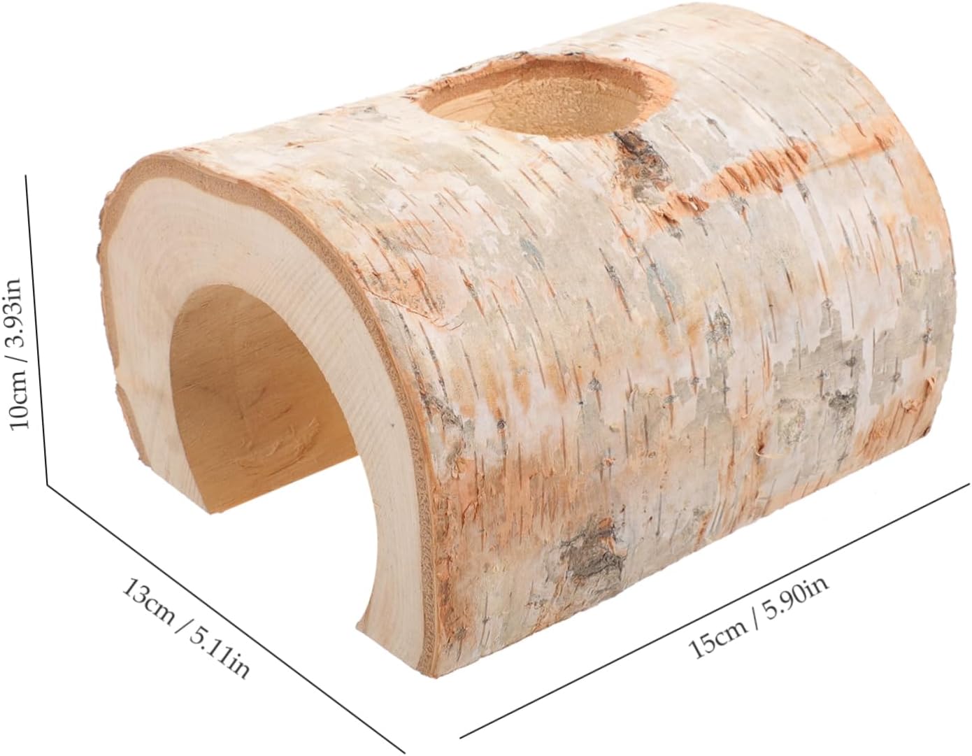 Happyyami Hamster Hideout Cave Tunnel Natural Birch Wood Chew Toy for Hamsters Gerbils and Mice Safe Exploration and Shelter Top and Inner