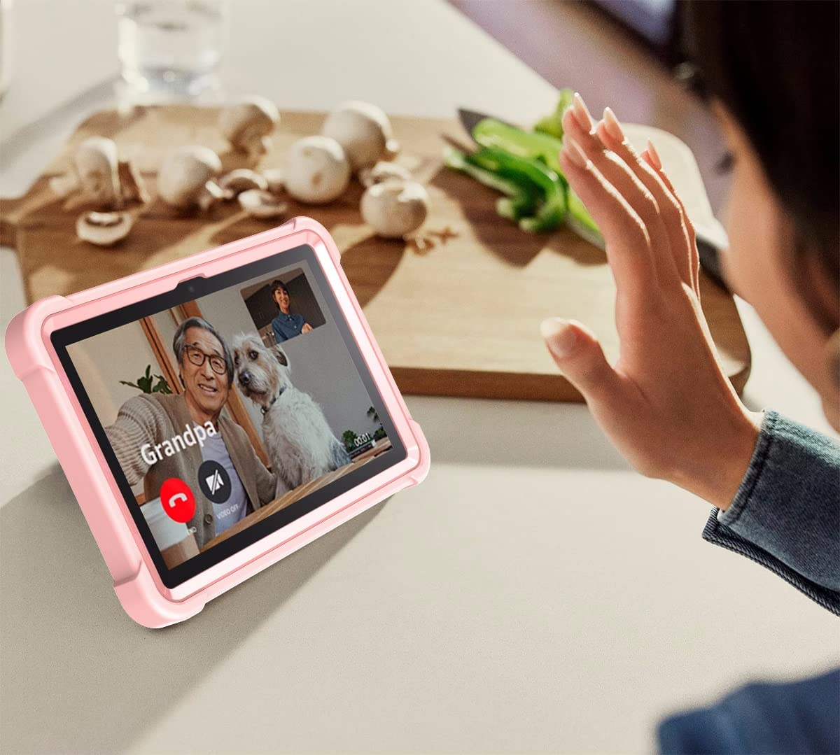 Kompatybilny z Kindle Fire HD 8 2022/Fire HD8 Plus 2022 wydanie .0 cala osłona ochronna wytrzymała trwała podstawa odporna na wstrząsy etui tablet(Rose Gold)