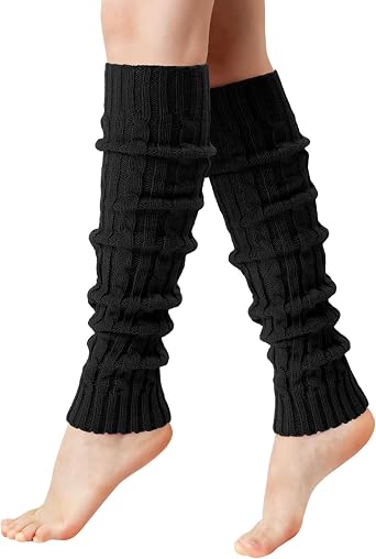 Pleneal Leg Warmers for Women Cable Knit 80s Warm Long Socks Party Sports