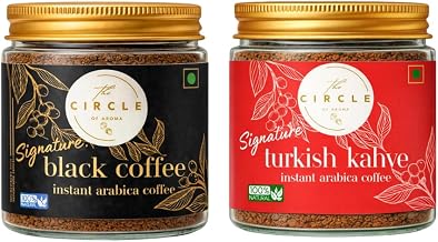 Signature Combo Instant Black Coffee & Turkish Kahve 50gm Each | Arabica, Dark Roast, Rich Aroma