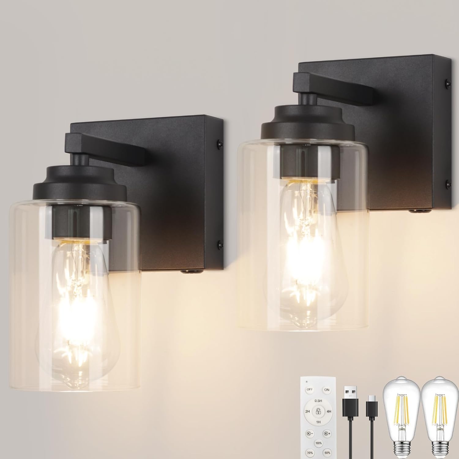 Battery Operated Wall Sconce,Wireless Wall Lights Infinitely Dimmable with Remote Control 15000mAh Endurance 200 Hours Fast Charging,Wall Sconce Set of 2 for Bedroom Living Room Hallway