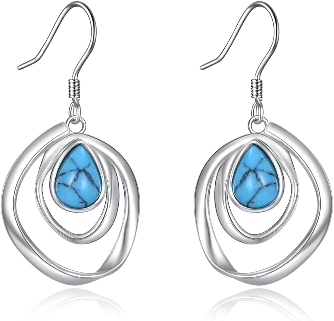 TIGER RIDER Turquoise/Black Onxy/Opal Earrings 925 Sterling Silver Teardrop Dangle Earrings for Women